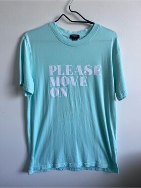 Forever 21 Men's Please Move On Graphic Tee | Aqua | Medium